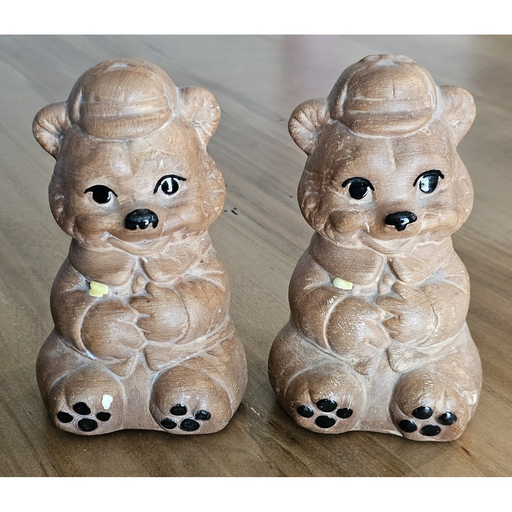 Vintage MCM Hirsch Mfg Co Teddy Bear Salt And Pepper Shakers‎ Made In USA